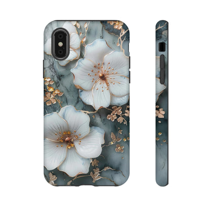 White Flower on Marble Stone  Phone Case