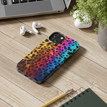 Kaleidoscopic Wild: Psychedelic Rainbow Leopard Print | Dazzling iPhone Case