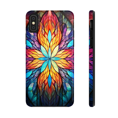 Stained Glass Tough iPhone Case | Trippy Psychedelic Colorful Flowers Floral Aesthetic Retro iPhone 14 Plus 13 12 7 8 Se Trendy Hippie Boho