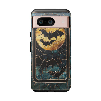 Halloween Phone Case Bats Stained Glass Style Spooky Moon Phone Cover