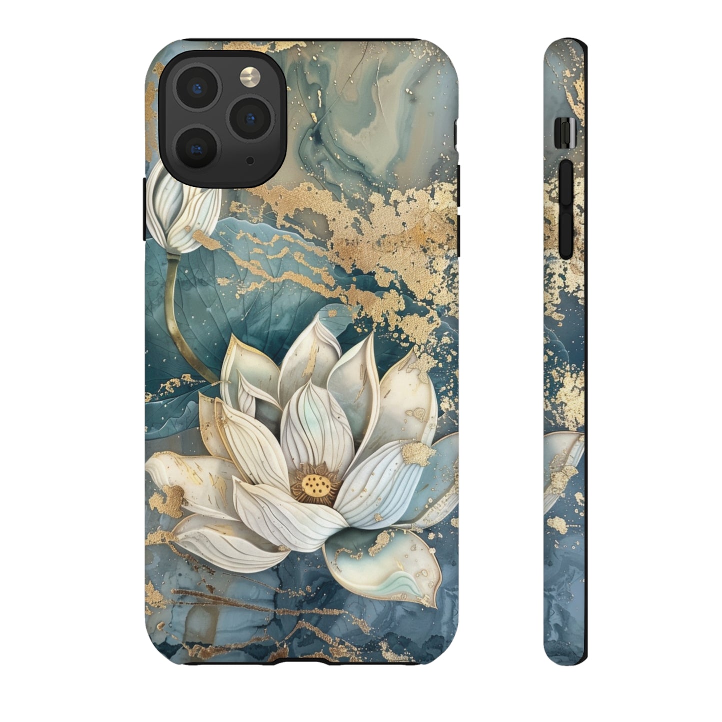 Zen Stained Glass Marble Lotus Floral Design Phone Case