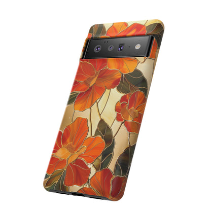 Orange Floral Phone Case Stained Glass Flower Aesthetic