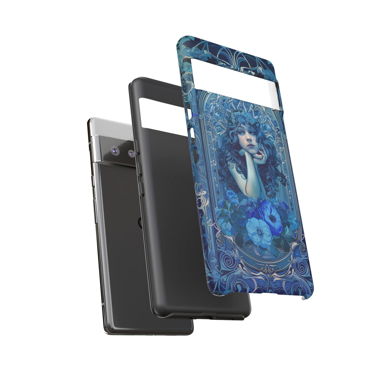 Blue Floral Art Nouveau Style Phone Case