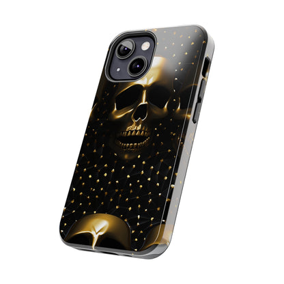 iPhone Tough Case | Dark Decadence: Gothic Gold Skulls and Studs  | Unveil Your Edgy Elegance