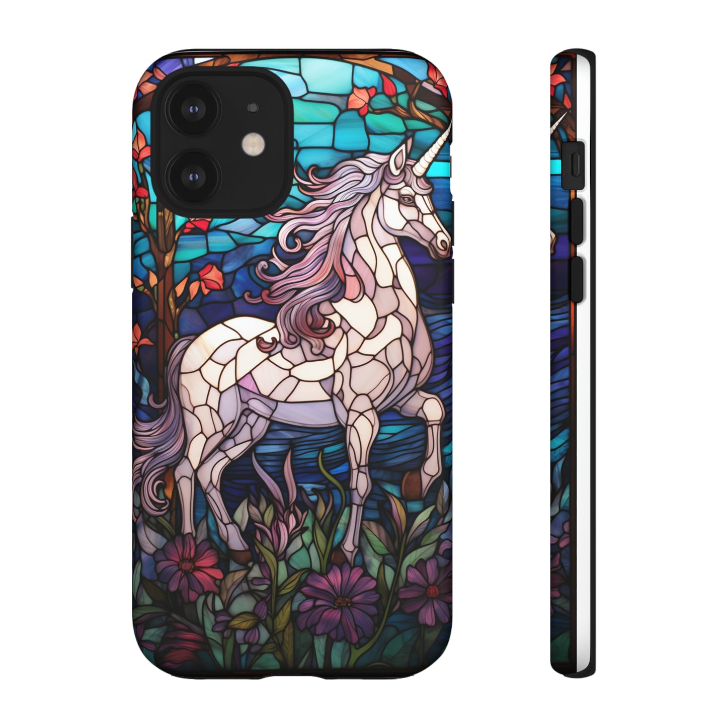 Unicorn Stained Glass iPhone, iPhone Case Retro Samsung Galaxy Phone Tough Case iPhone 15 14 Plus 13 12 7 8 Se Hippie Boho Style