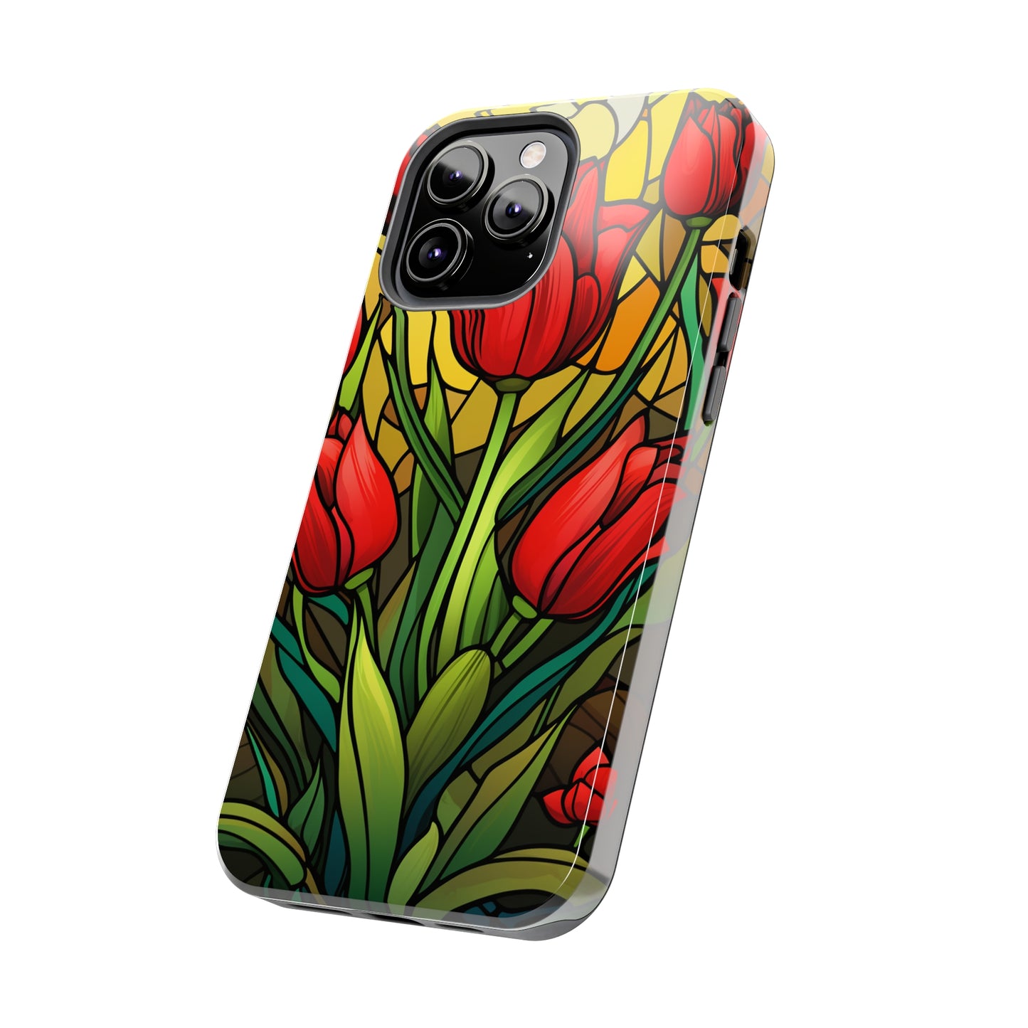 Stained Glass Tulip Floral Aesthetic iPhone Case | Embrace the Beauty of Nature in Full Bloom