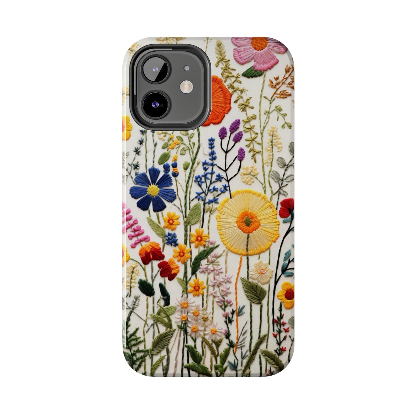 Wildflowers Floral Embroidery iPhone Case