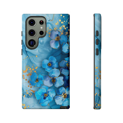 Forget Me Nots Gold Color Splash Floral Design Phone Case