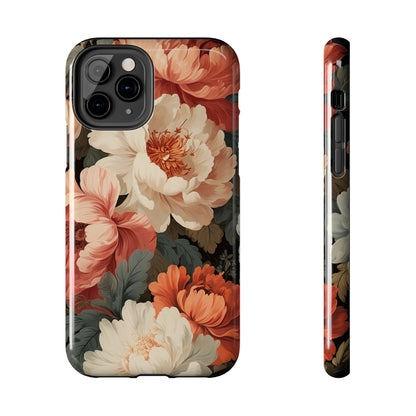 Vintage Floral Aesthetic Phone Tough Case Antique Print for iPhone 14 11 Pro 12 13 XR XS X 7+ 8 Boho Nature Flowers Cottage Core