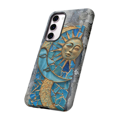 Boho Sun and Moon Mosaic Tile Stained Glass Phone Case