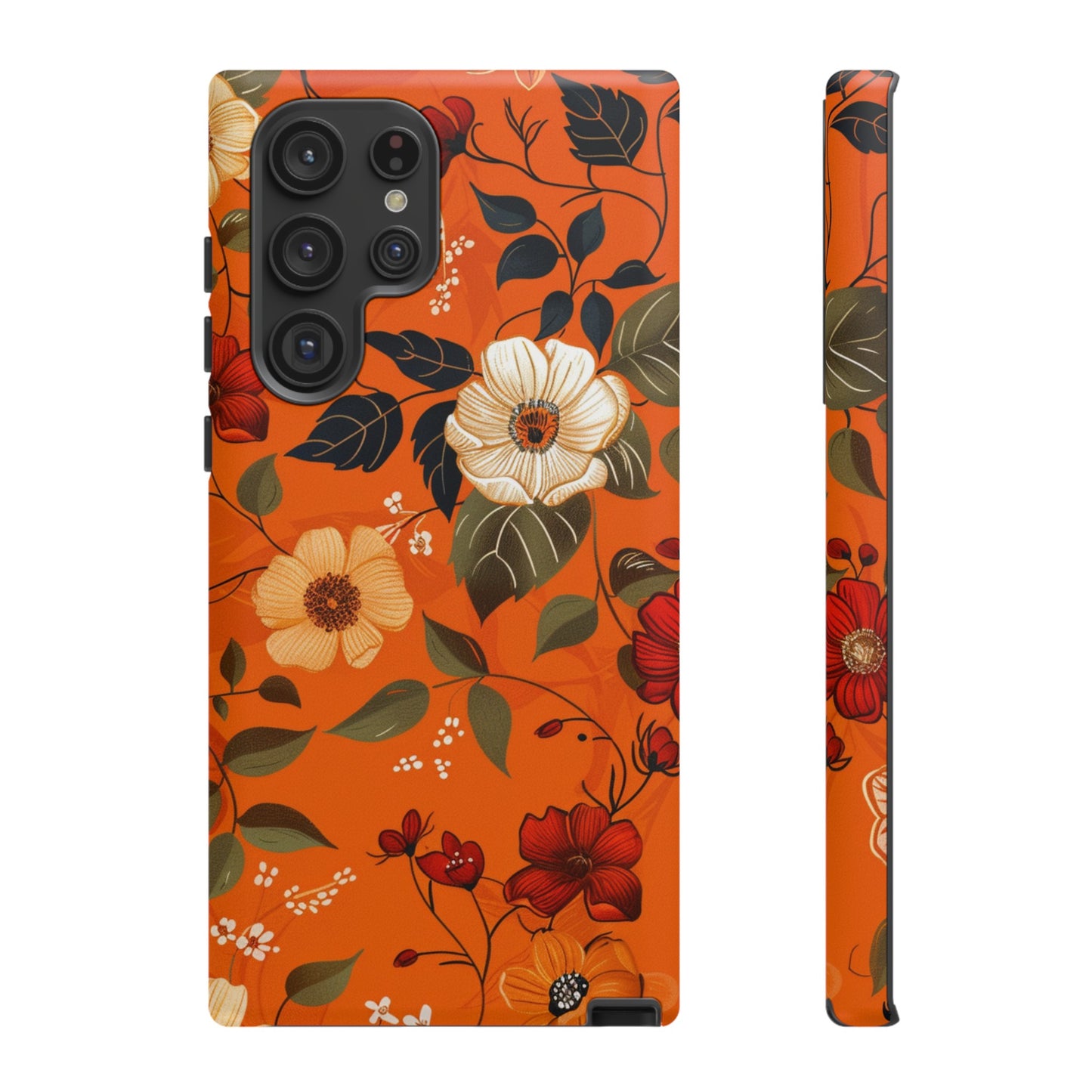 Orange Floral Phone Tough Case