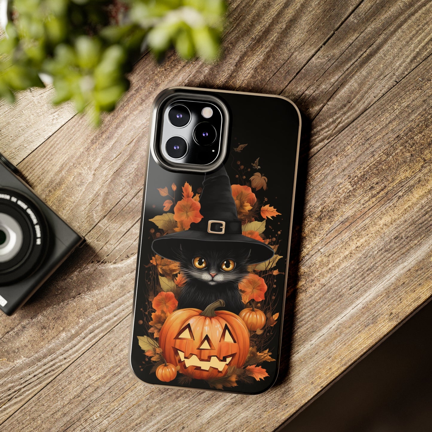 Trick or Treat Delight: Adorable Witch Cat Halloween Celebration | Whimsical iPhone Case