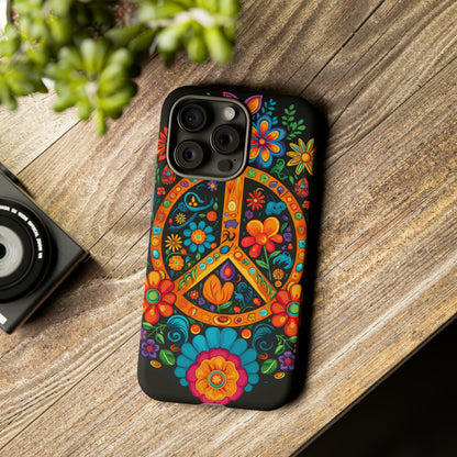 Peace Sign Embroidery Floral Hippie Style Phone Case