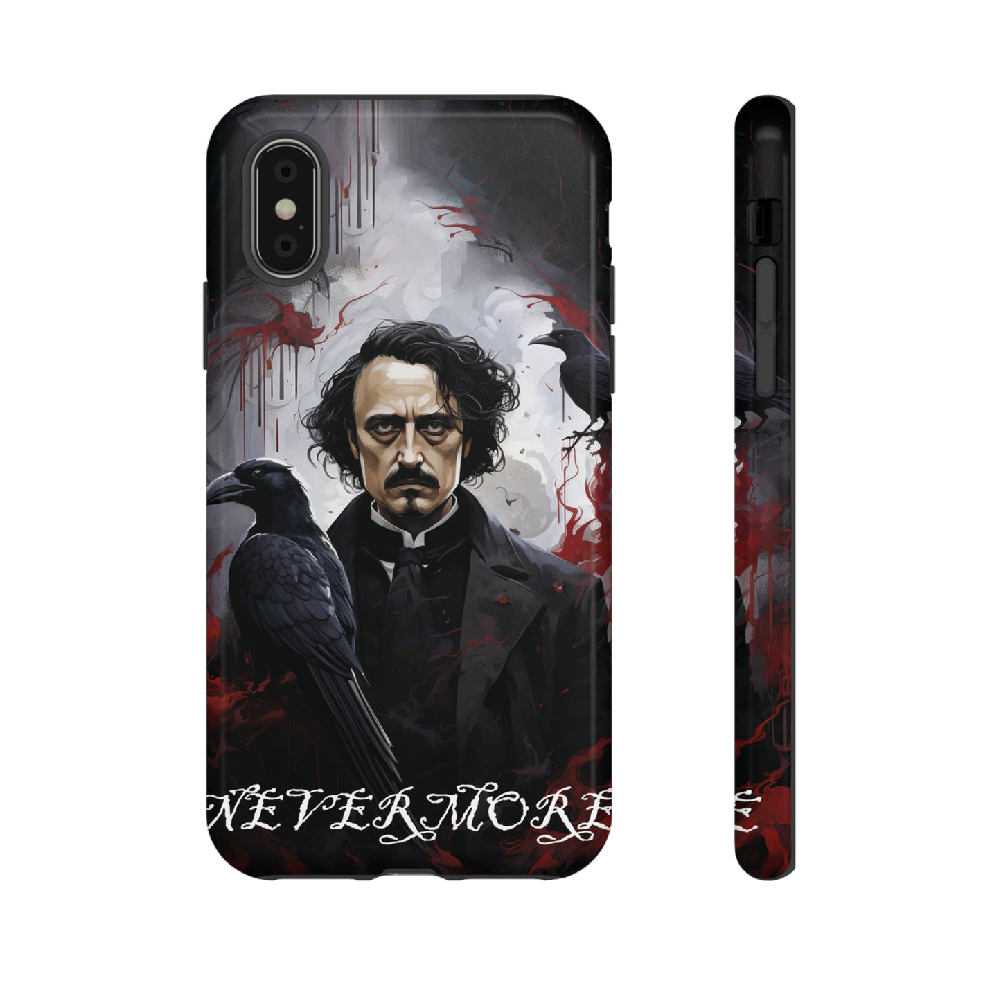 Nevermore Edgar Allen Poe, gothic Raven, Retro Samsung Galaxy Phone iPhone 15, 14 Plus 13 12 7 8 Se Horror Dark Academia Style goth Vibe