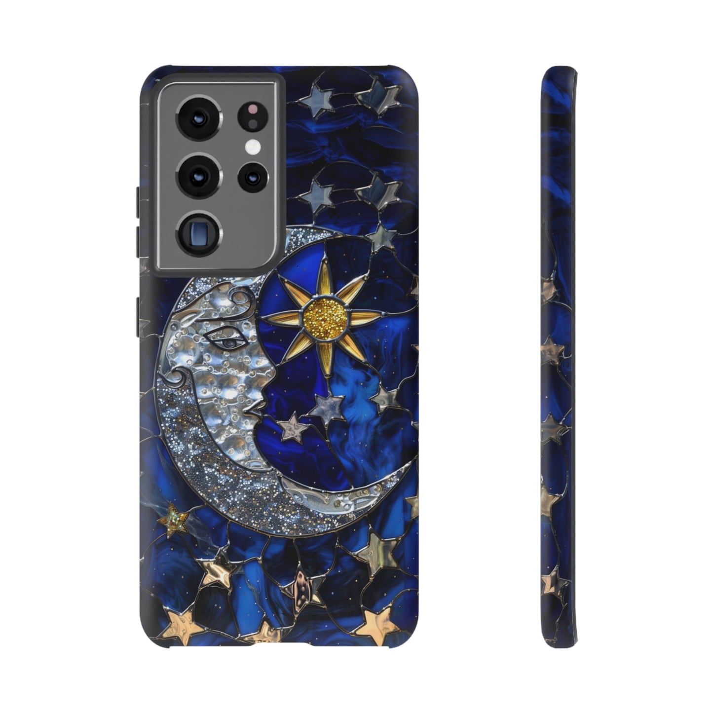 Cosmic Moon & Stars Stained Glass Starry Night Phone Case