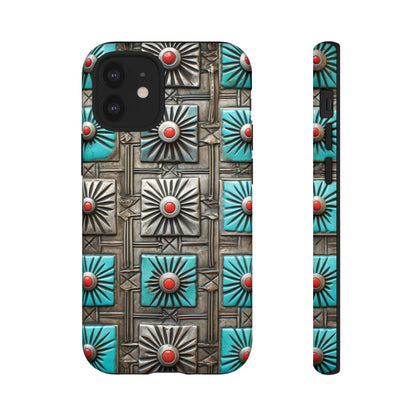 Vintage Navajo Native American Turquoise Concho Phone Case for iPhone 15, 14, 13, 12, 11 Pro Max, 14 Plus, iPhone XS Max, iPhone XR, iPhone 7, 8, 14, 15 Plus, SE