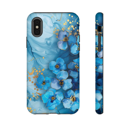 Forget Me Nots Gold Color Splash Floral Design Phone Case