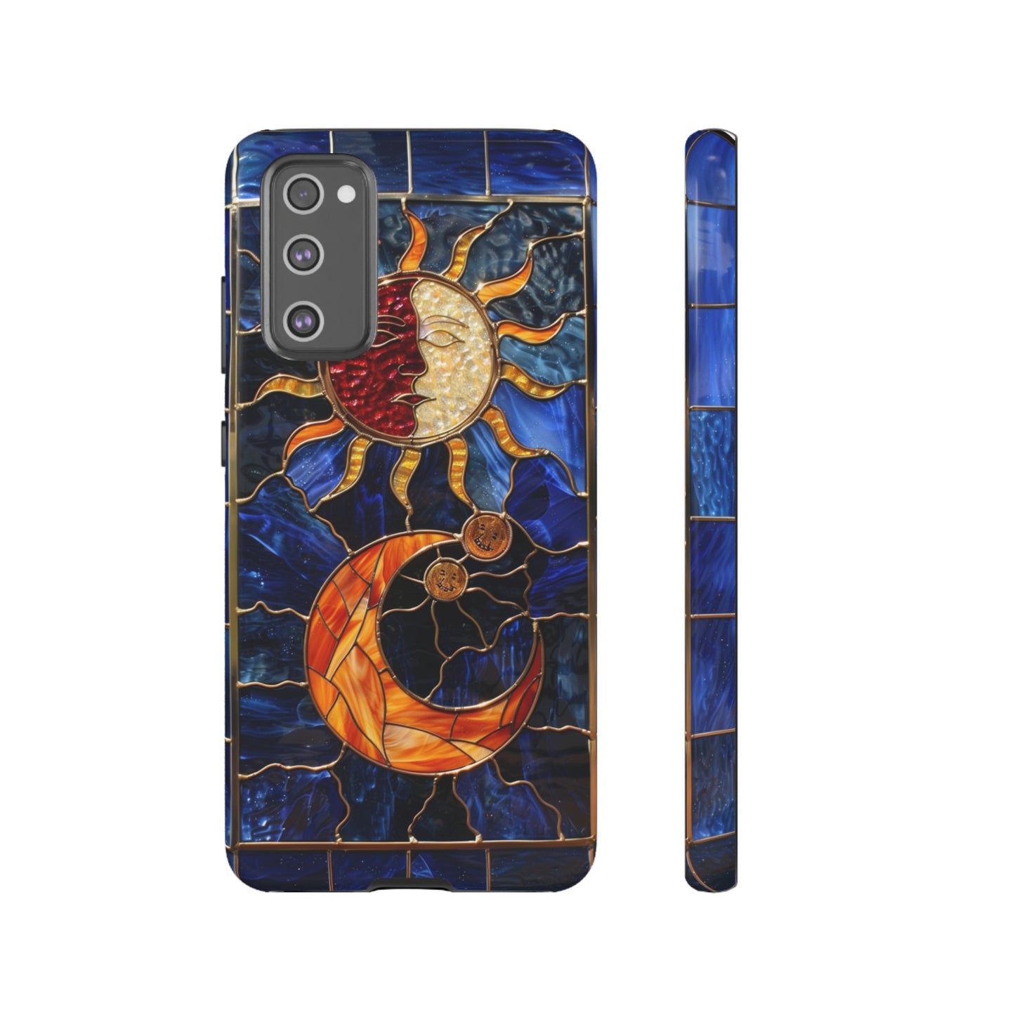 Celestial Stained Glass Moon and Stars iPhone 15 Case