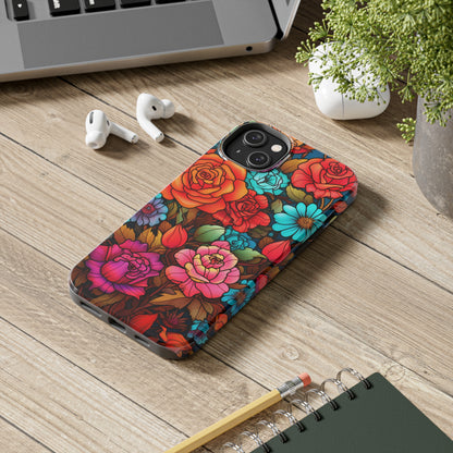 Stained Glass Tough iPhone Case | Trippy Psychedelic Flowers Floral Aesthetic Retro iPhone 14 Plus 13 12 7 8 Se Trendy Hippie Boho