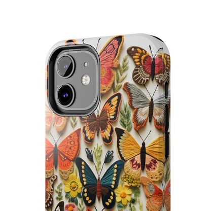 Embroidery Butterflies iPhone Case | Whimsical Elegance and Nature's Beauty in Handcrafted Detail