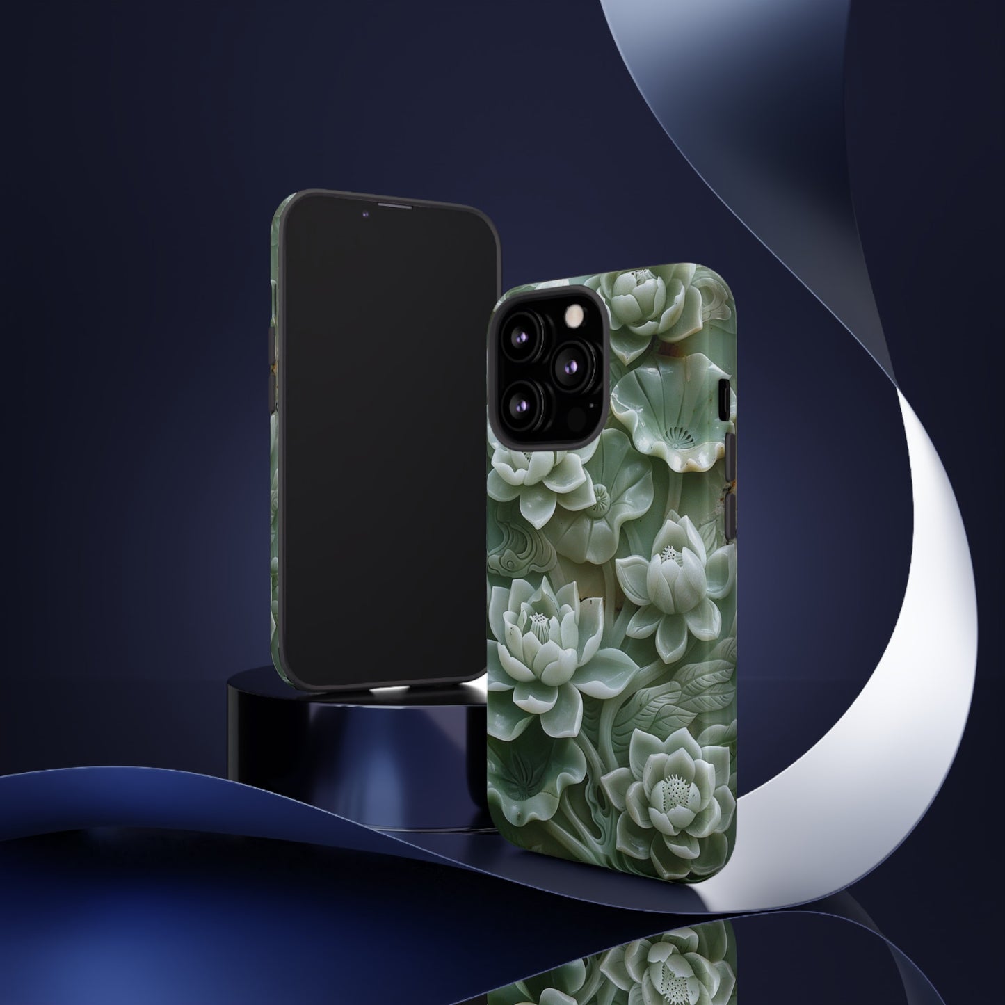 Green Jade Lotus Floral Art Phone Case