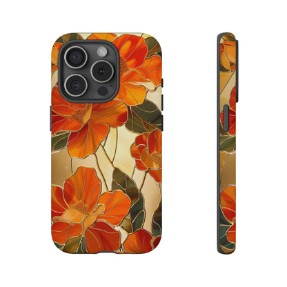 Orange Floral Phone Case Stained Glass Flower Aesthetic