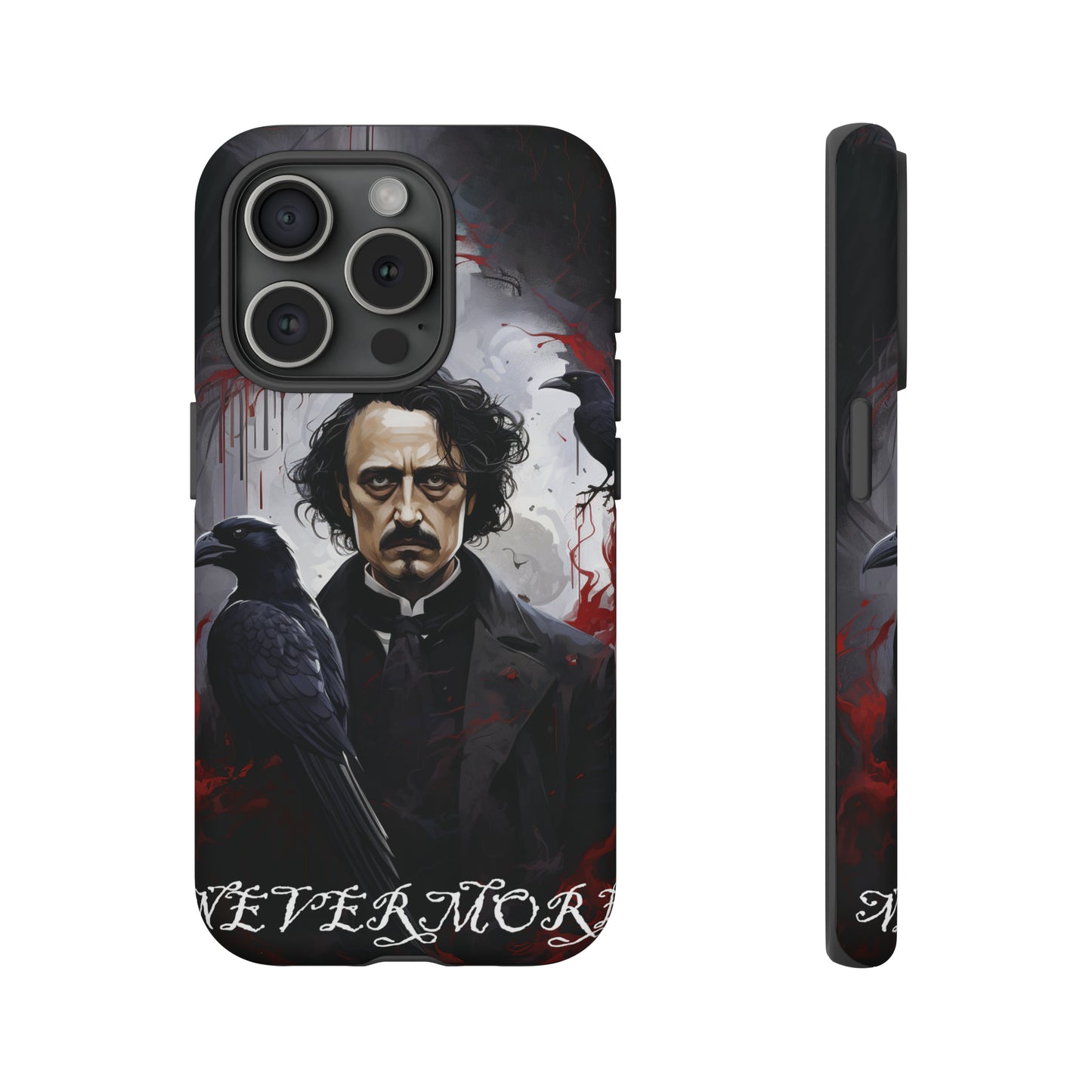 Nevermore Edgar Allen Poe, gothic Raven, Retro Samsung Galaxy Phone iPhone 15, 14 Plus 13 12 7 8 Se Horror Dark Academia Style goth Vibe