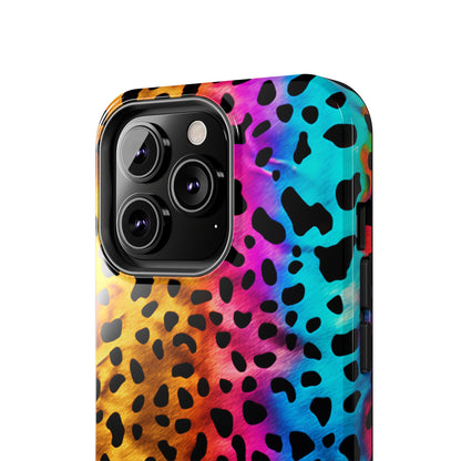 Kaleidoscopic Wild: Psychedelic Rainbow Leopard Print | Dazzling iPhone Case