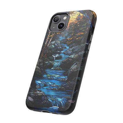 Stained Glass Stone Bridge and River Art Phone Case