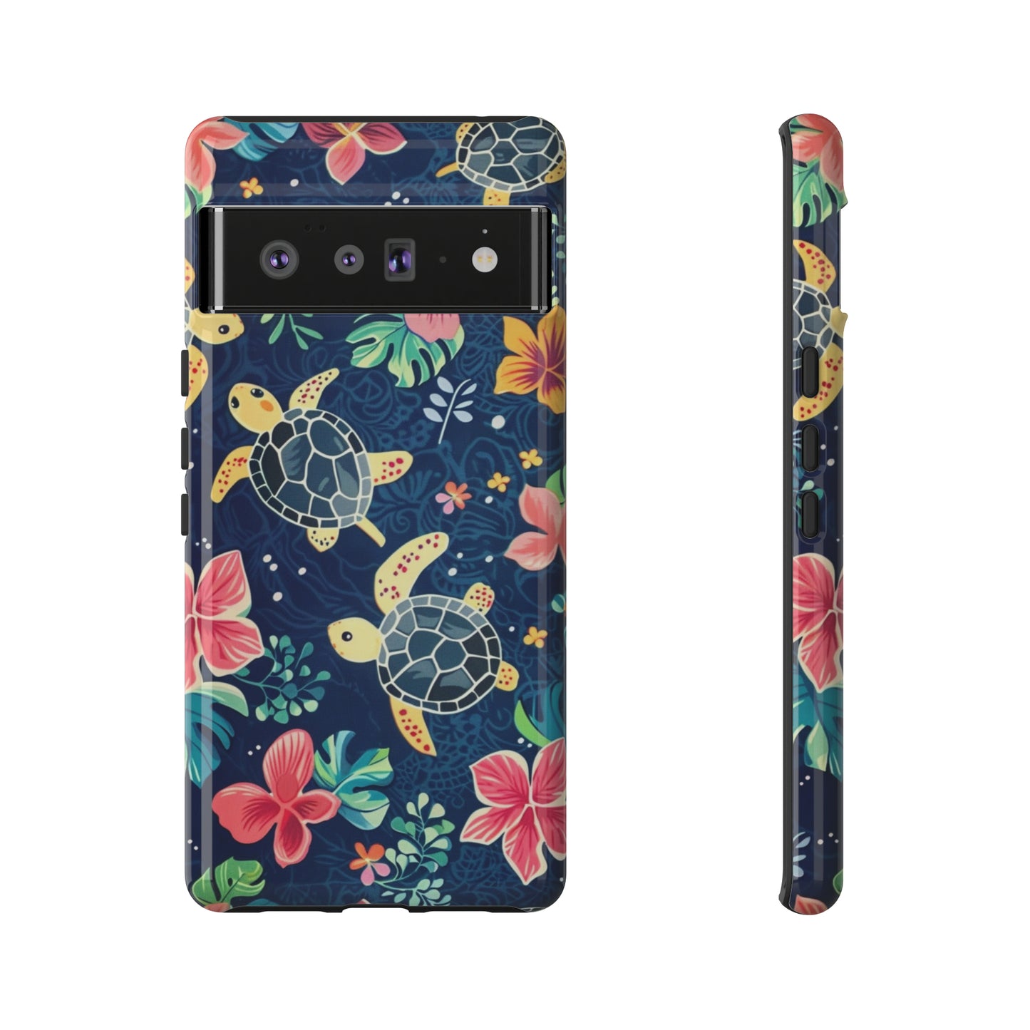 Undersea Floral Blue Sea Turtle Phone Case