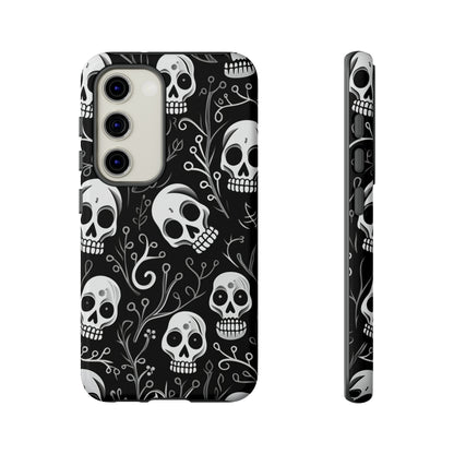 Join the Goth Side: Black Skull Floral Print | Mystical Elegance Case for iPhone, Samsung Galaxy, and Google Pixel