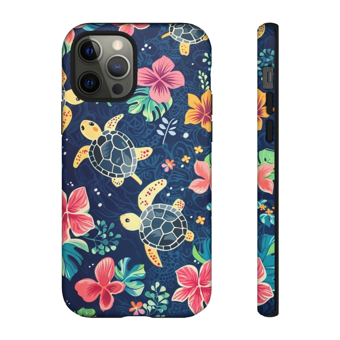 Undersea Floral Blue Sea Turtle Phone Case