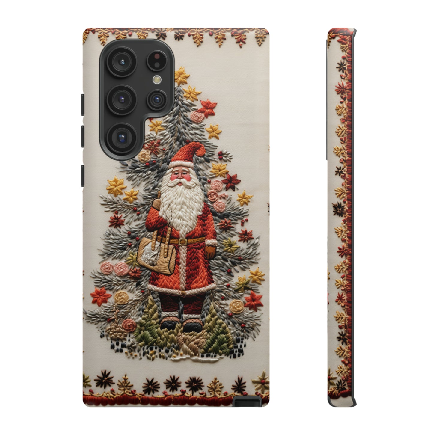 Vintage Embroidery Christmas Santa Phone Case