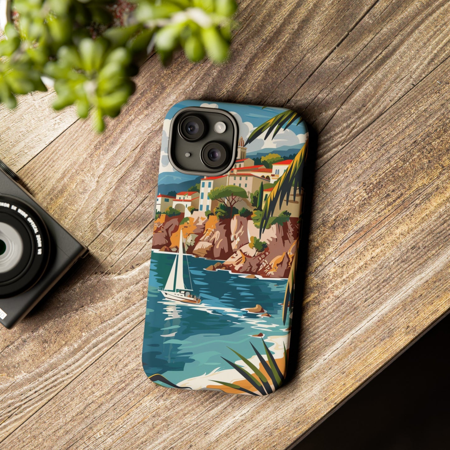 Midcentury French Riviera Sailboat Painting Phone Case