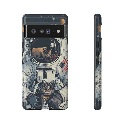 The Astronaut and the Cosmic Cat Phone Case