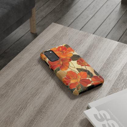 Orange Floral Phone Case Stained Glass Flower Aesthetic