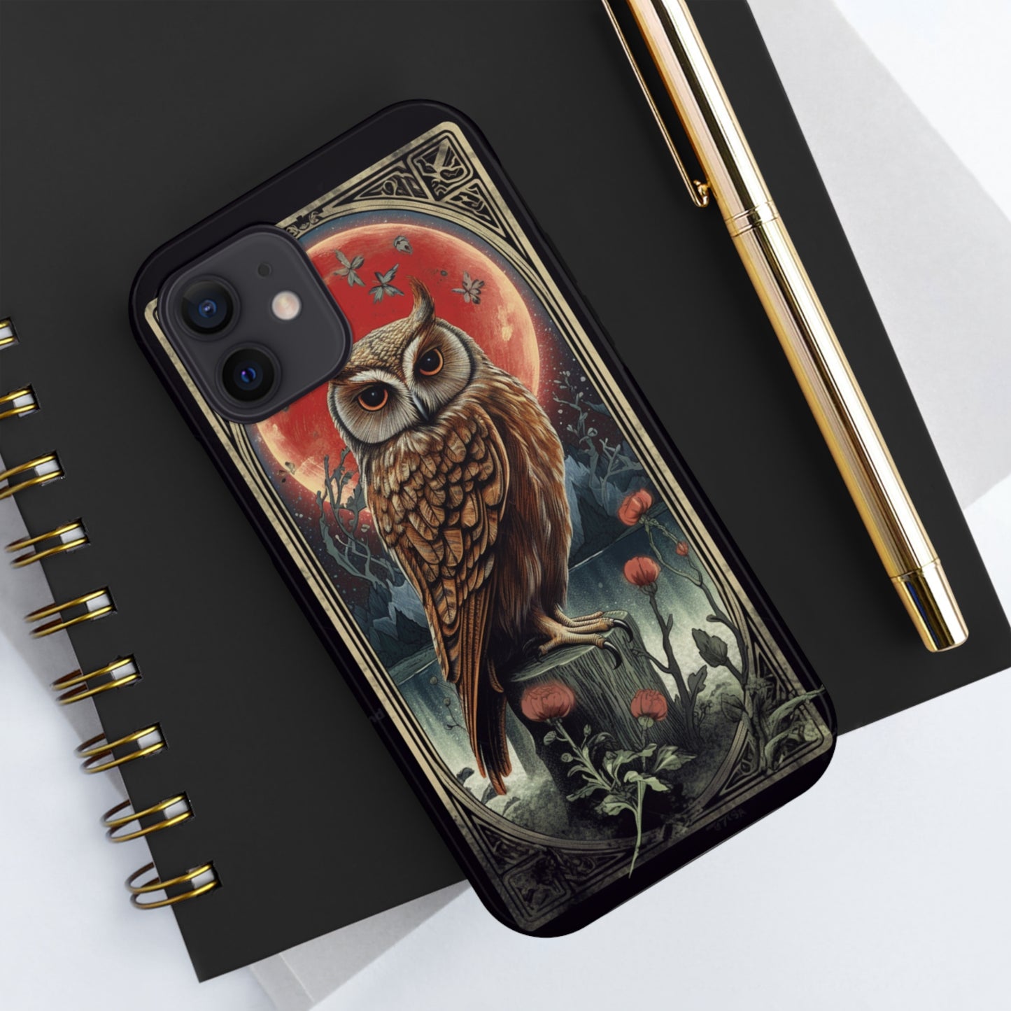 The Hermit Owl Tarot | Dark Academia Aesthetic Retro Tough iPhone Case | Embrace Mystical Vibes with Captivating Tarot Art and Reliable Protection