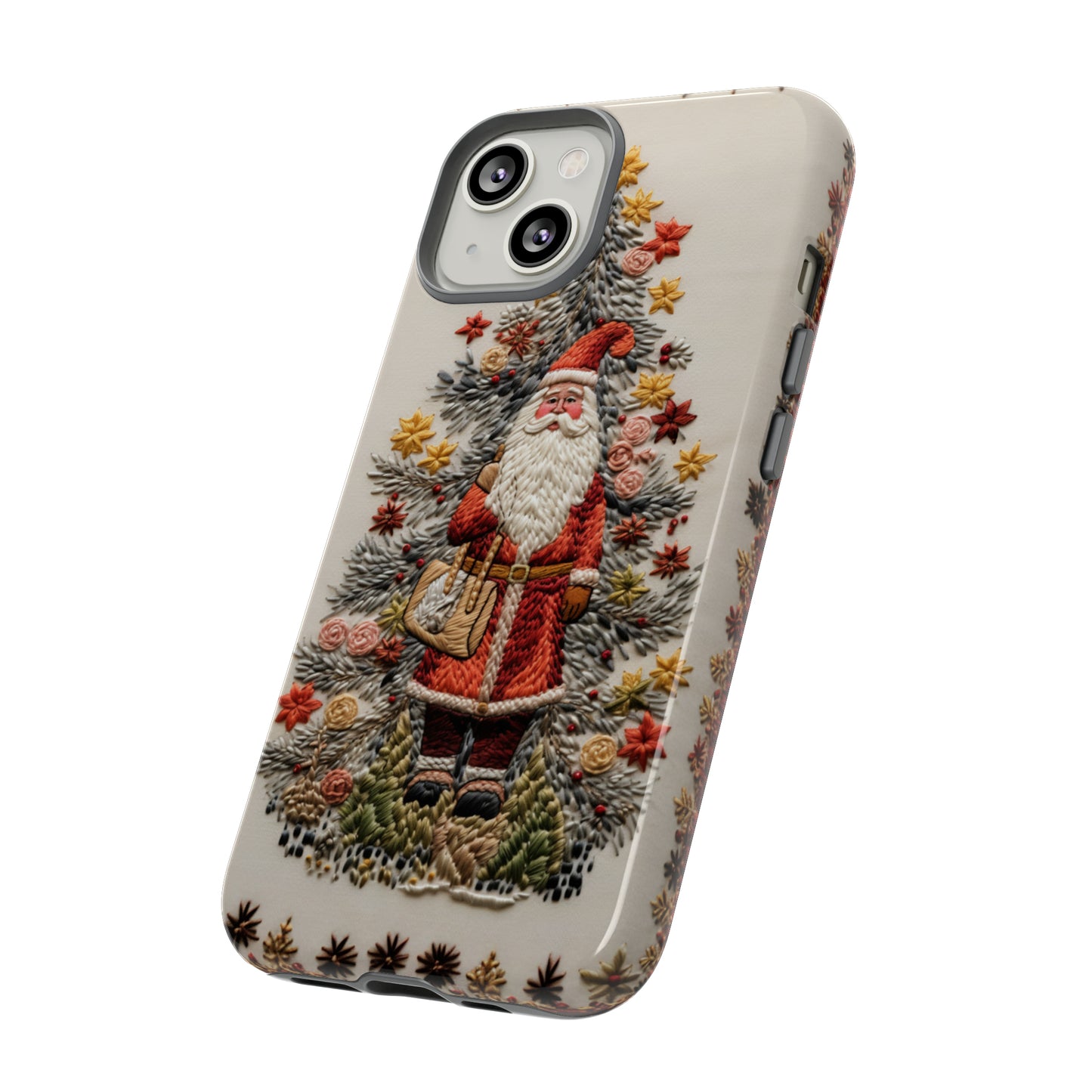 Vintage Embroidery Christmas Santa Phone Case