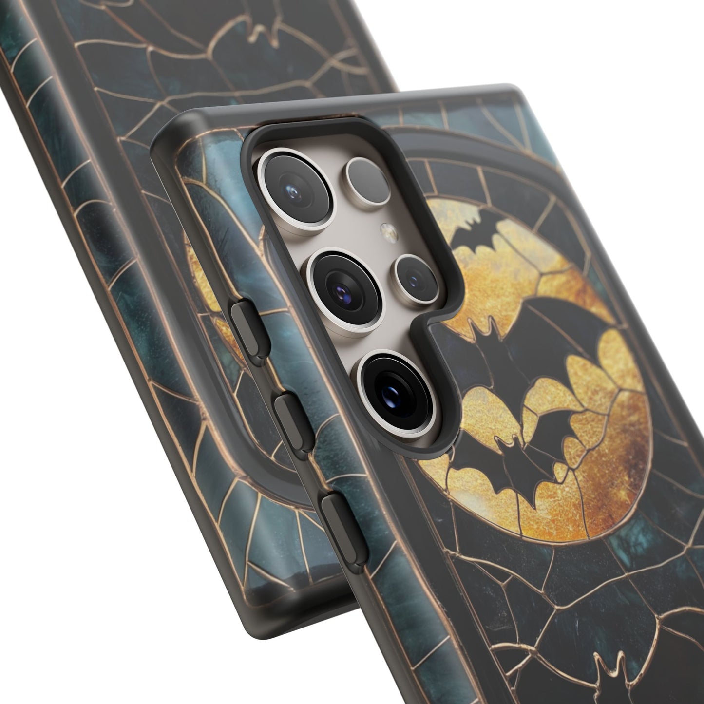 Halloween Phone Case Bats Stained Glass Style Spooky Moon Phone Cover