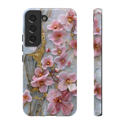 Pink Forget Me Nots Gold Floral Phone Case