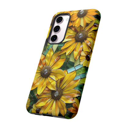 Yellow and Gold Daisy Mosaic Stained Glass Phone Case for iPhone 15, 14, Pro Max, 13, 12 & Samsung Galaxy S23, S22, S21, Google Pixel