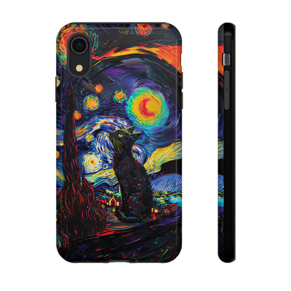 Starry Night Black Cat Van Gogh Painting Art Phone Case