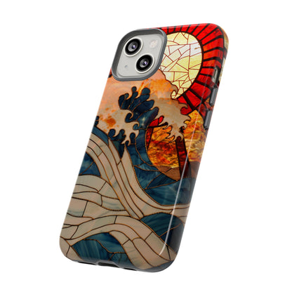 Japanese Rising Sun Phone Case Stained Glass Ocean Wave