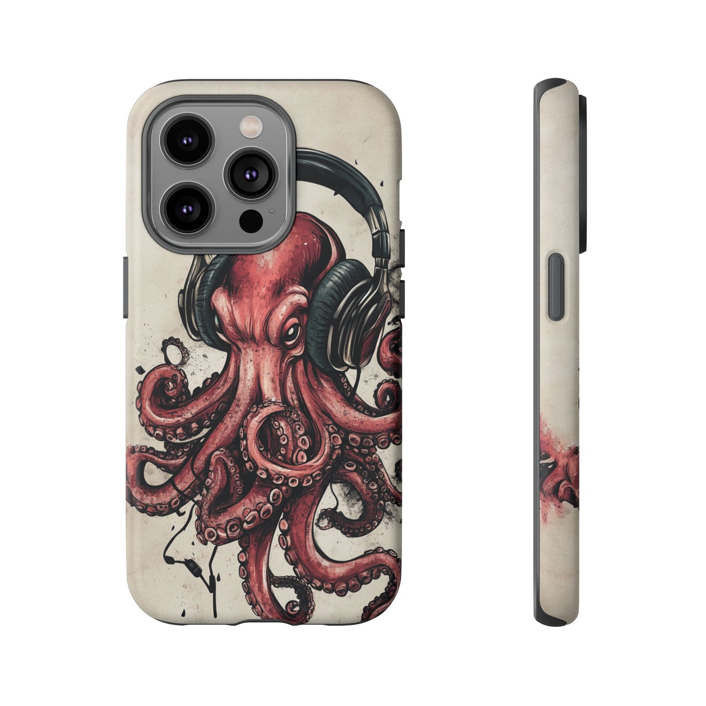 Retro Style Japanese Octopus Listening to Headphones Phone Cover