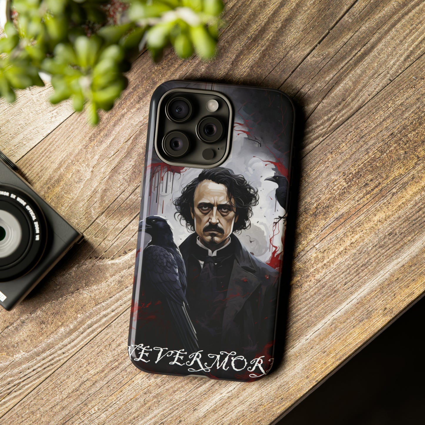 Nevermore Edgar Allen Poe, gothic Raven, Retro Samsung Galaxy Phone iPhone 15, 14 Plus 13 12 7 8 Se Horror Dark Academia Style goth Vibe