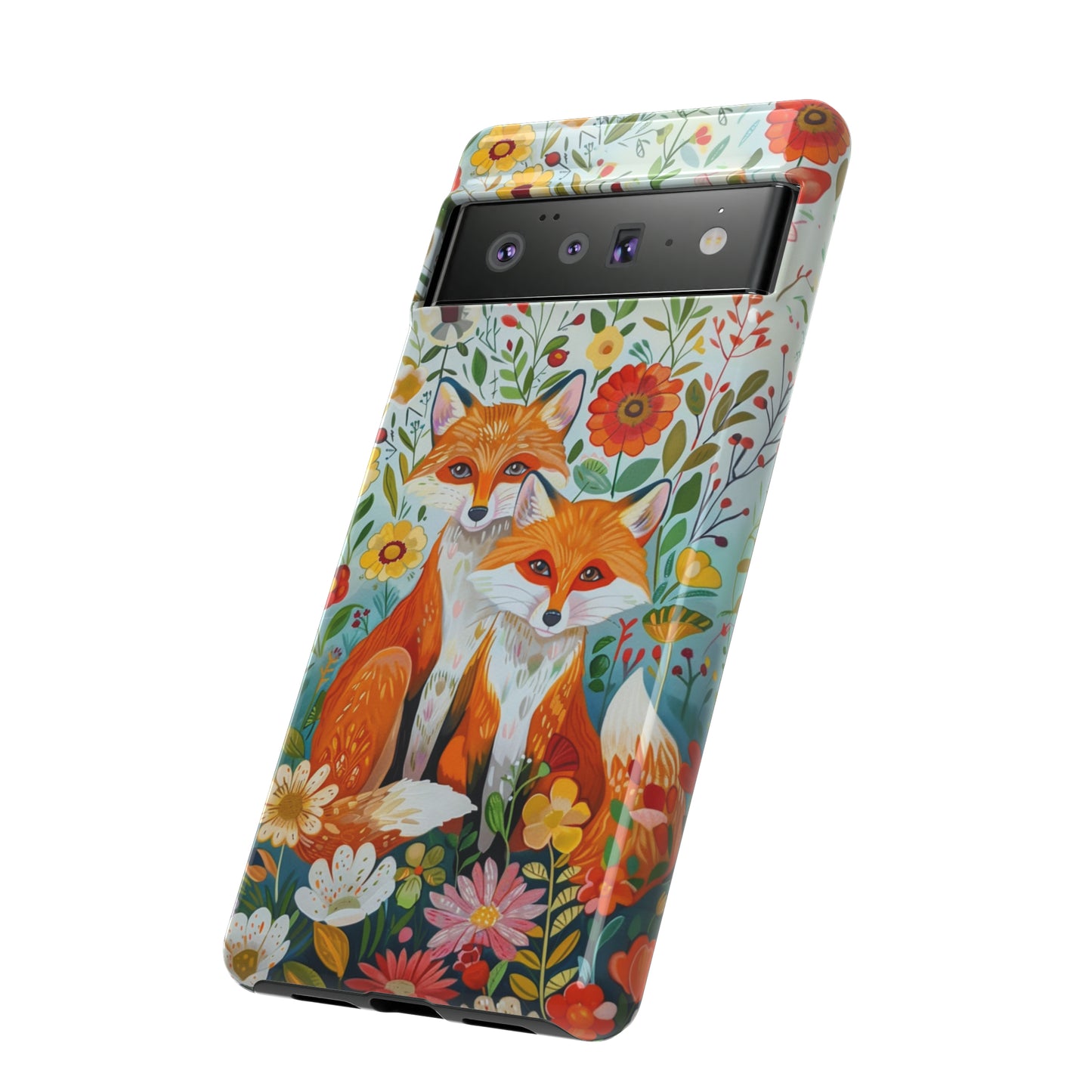 Foxes in the Floral Garden Phone Case