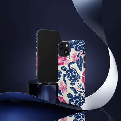 Undersea Floral Blue Sea Turtle Phone Case