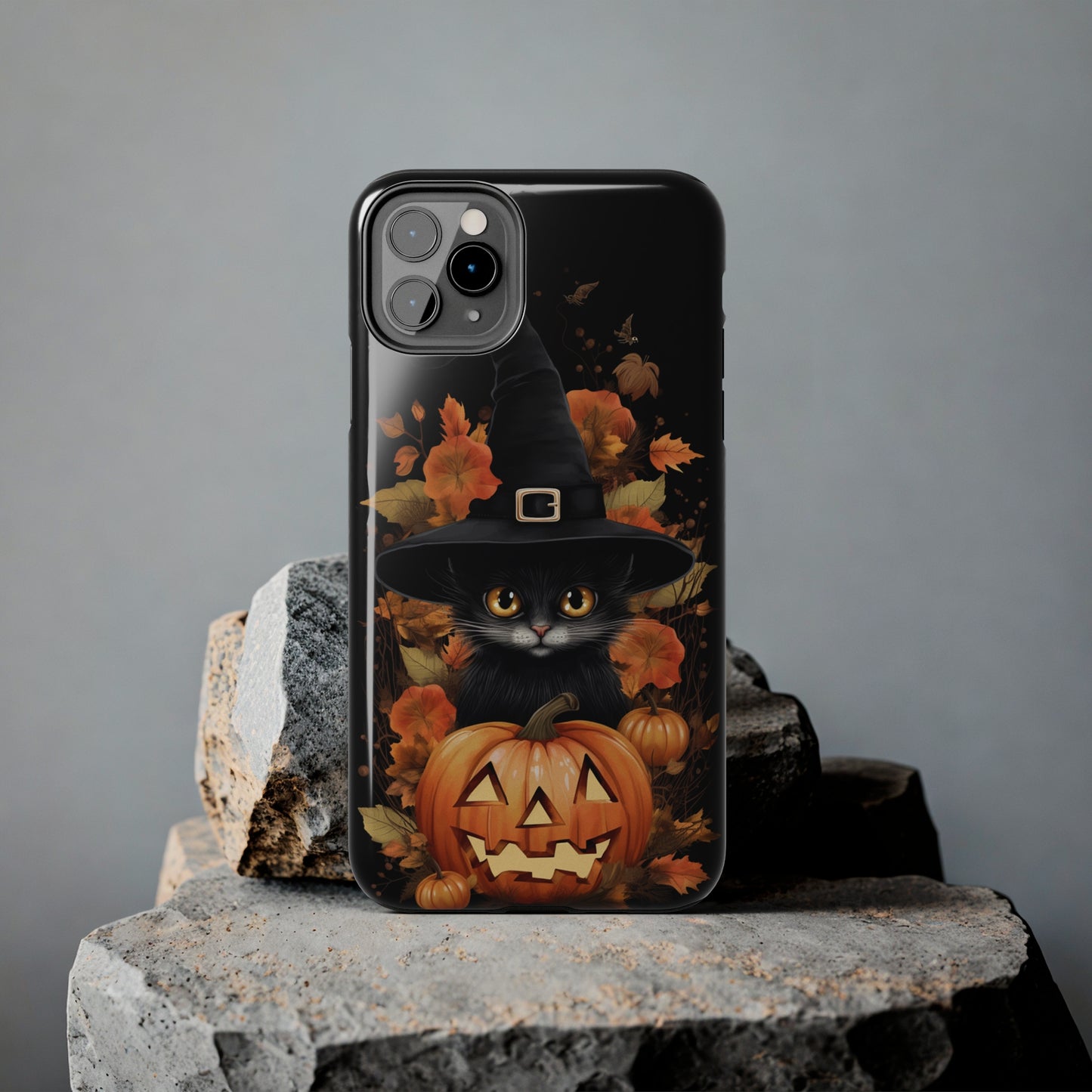 Trick or Treat Delight: Adorable Witch Cat Halloween Celebration | Whimsical iPhone Case