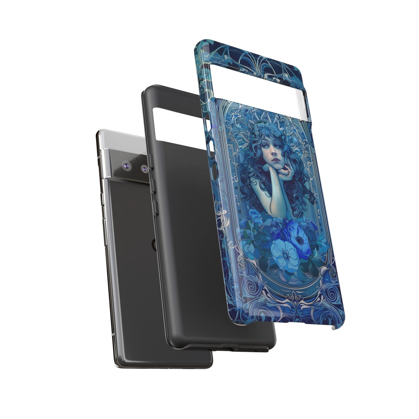 Blue Floral Art Nouveau Style Phone Case