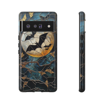 Halloween Phone Case Bats Stained Glass Style Spooky Moon Phone Cover